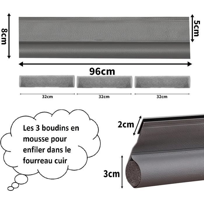 Boudin de porte gris 93 cm recoupable MOTTEZ, 914726, Chauffage  Climatisation et VMC