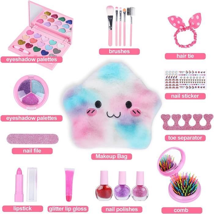 Maquillage Enfant Jouet Filles, Lavable Malette Maquillage Jouet pour  Enfant, Cadeau de Noël Anniversaire pour Les Filles 4-10+ Ans - Cdiscount  Jeux - Jouets