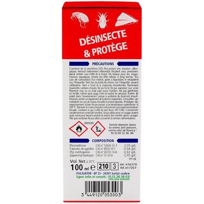 FULGATOR Insecticide FOGGER Antiparasitaire Efficace contre gale, punaises de lit, araignées