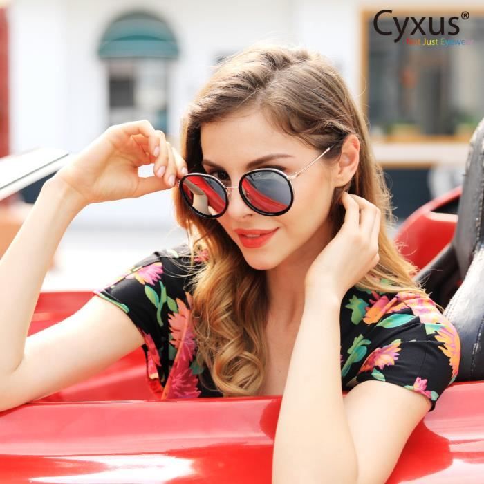 Cyxus Polaris es Lunettes de Soleil 1001S01 Anti UV Cadre Rond