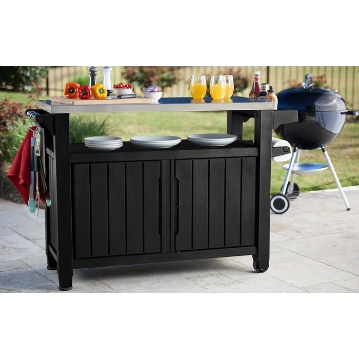 Keter 17202967 Unity Table BBQ XL, Graphite, 134 x 51.7 x 89.6 cm