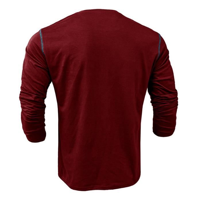 T Shirt Manches Longues Bouton Col Slim Fit pour Homme T Shirt Manche Longue HommeT Shirts Manches Longues Homme rouge Rouge Cdiscount Pret a Porter