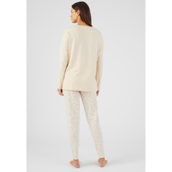 Pyjama femme Damart Pyjama avec legging maille jersey Thermolactyl Ecru fleuri Confortable et chaud Ecru fleuri Cdiscount Pret a Porter