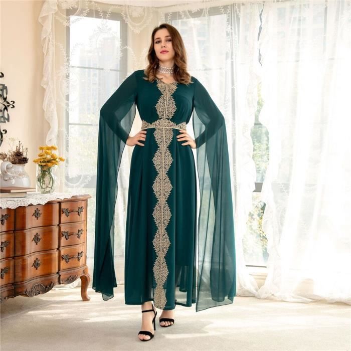 Caftan marocain soir e mariage femmes robe avec Cape manches
