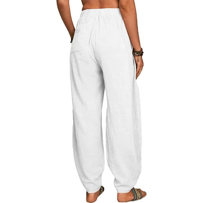Pantalon taille élastique en coton et lin pour femmes - Mode/Pantalons pour  Femmes - Merci Boutique
