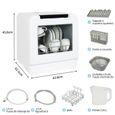 PULUOMIS Mini Lave-Vaisselle Pose Libre 10 Programmes avec Réservoir d'eau 5L d'eau, Commande tactile, Lumière LED, 45cm-3