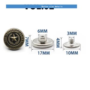 Bouton de Jeans, Bouton Rétractable Jeans, Boutons en Métal de 17mm Bouton de Jeans, Bouton Rétractable Jeans, Boutons en Métal de 17mm