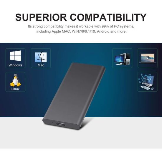 Xbox Mac 1to, Bleu Ordinateur de Bureaup Wii U Disque Dur Externe 1to Type C USB3.1 Disque Dur Externe pour PC