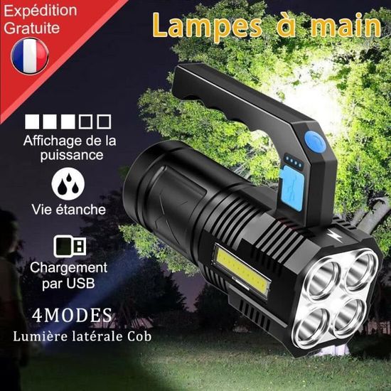 Lampe Torche LED GUODSKHOO - Rechargeable USB, étanche | 4 Modes, 500m Portée