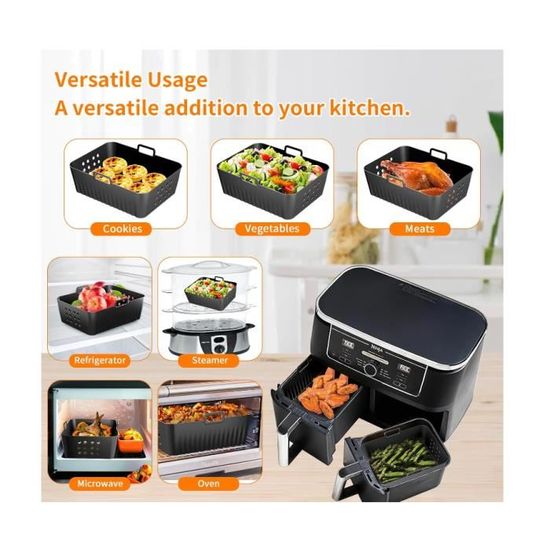 Lot 2 Moules Silicone + Protections Anti-Éclaboussures Pour Friteuse à Air AF400/AF451 9.5L - Compatible Ninja SL400, Tower