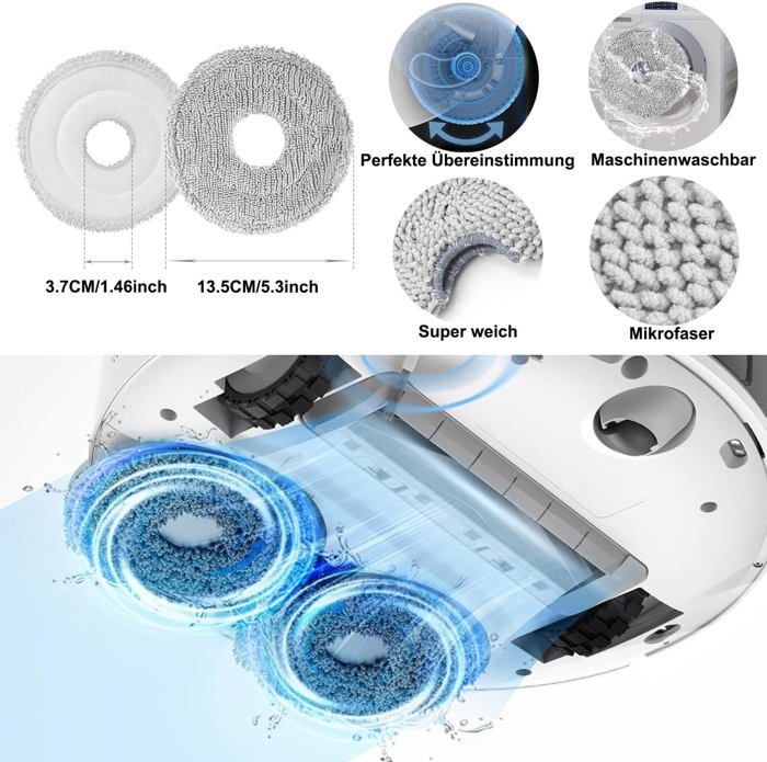 Geoviizon Lot De 21 Accessoires Pour Dreame L10s Pro Ultra Heat/L10s Ultra Gen 2/X30 Ultra/Mova E30 Ultra, 1 Brosse Principale, 4 Filtres Hepa, 6 Sacs à Poussière, 6 Lingettes, 4 Brosses Latérales