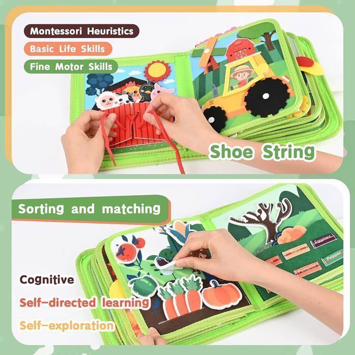 Busy Board Montessori En Feutre Thème Forêt - Jouet éducatif 1-3 Ans - Livre D'activités Calme Pour Garçons Et Filles
