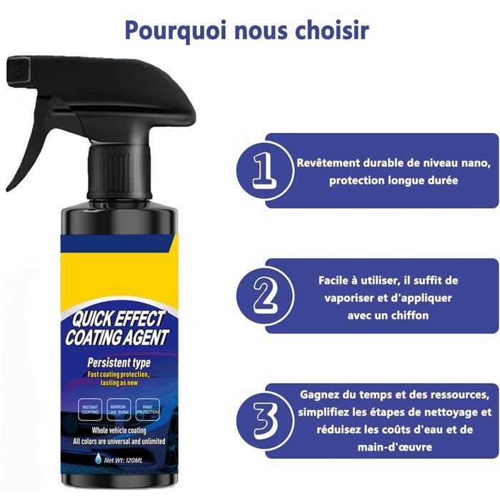 Spray De Revêtement Céramique Rapide Pour Voiture - 120 Ml, Protection Peinture, Anti-UV, Facile à Appliquer
