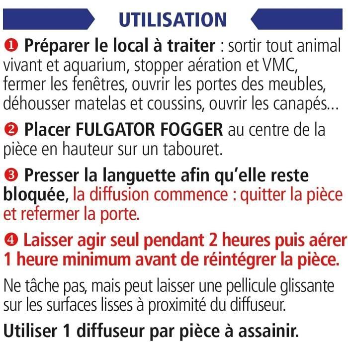 FULGATOR Insecticide FOGGER Antiparasitaire Efficace contre gale