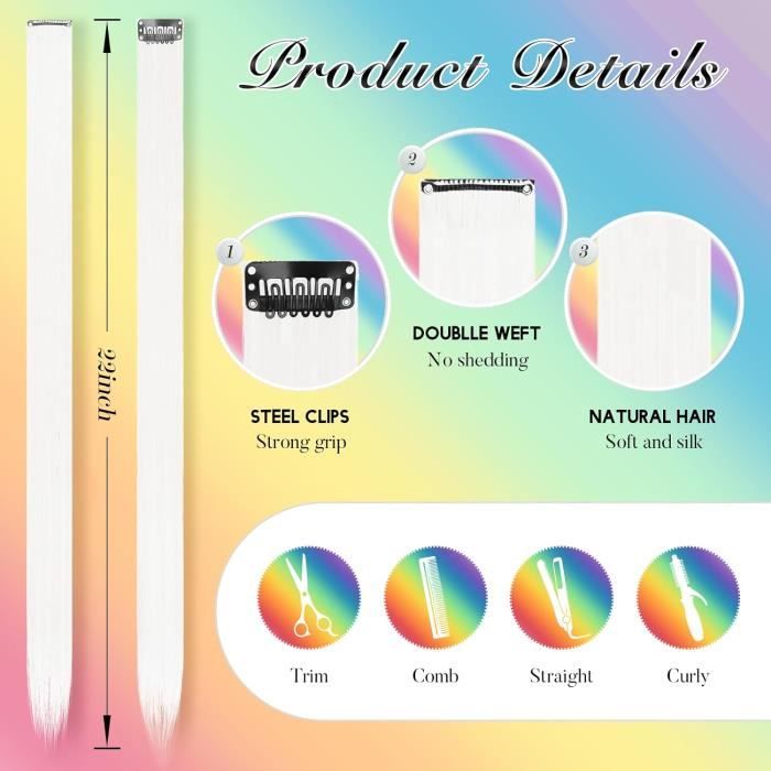 SHKJCHP Lot De 16 Extensions De Cheveux Raides Bleus Et Roses - 55 Cm De Long - Cheveux Bouclés Résistants à La Chaleur - Pour Femme Et Fille - Bleu Et Rose