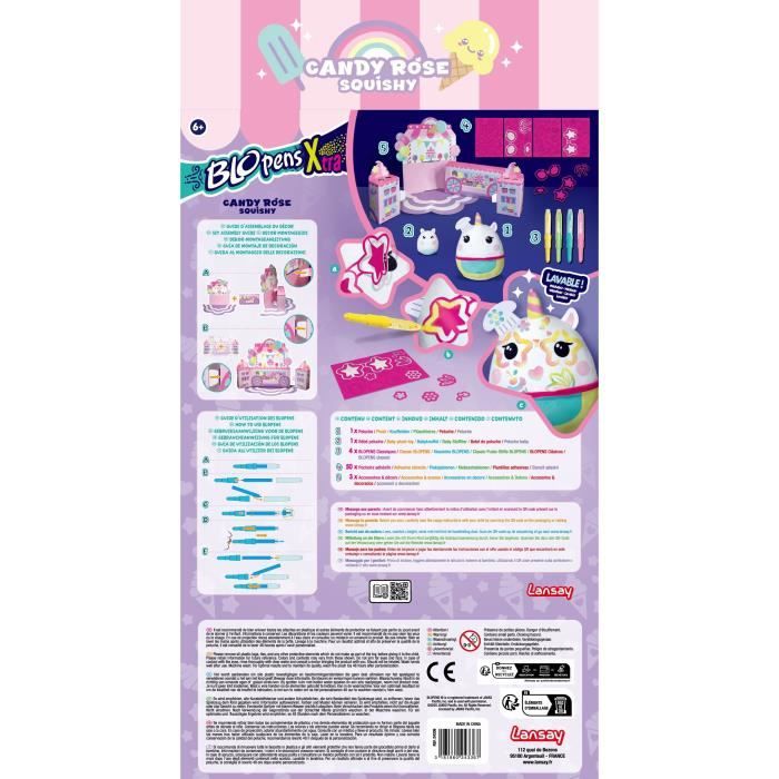 Cadeau Fille 6 Ans Lansay | BLOPENS X-TRA – Candy Rose Squishy | Kit Créatif Avec Feutres Souffleurs Et Squishy à Personnaliser | Couleurs Vives Et Pochoirs | Activité Manuelle Dès 5
