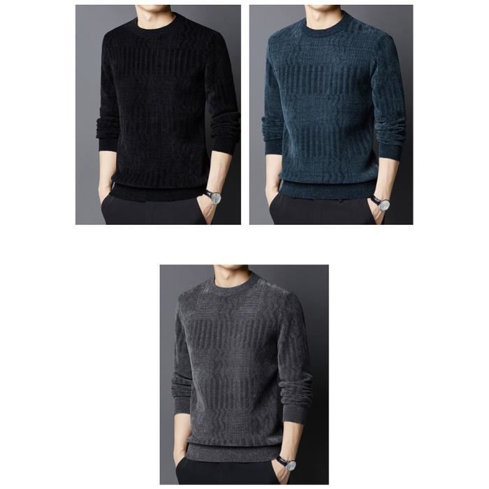 Generisch Pull à Manches Longues Pour Homme - Demi-fermeture éclair - Polaire - Pull D'hiver Chaud Et