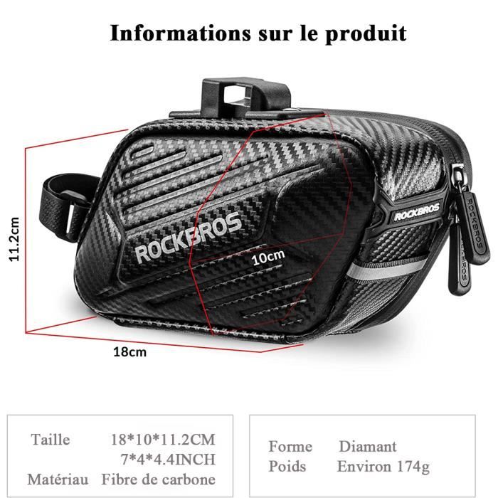 Sacoche De Selle Vélo 2-en-1 ROCKBROS - Porte-gourde 0,7L + Pochette 0,3L Détachable - Noir