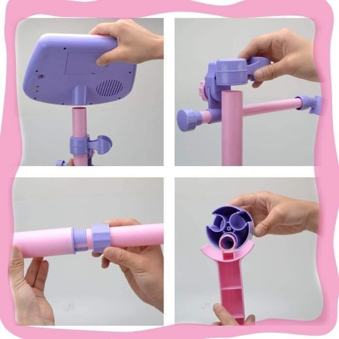 Microphone Karaoké Avec Support Réglable Pour Enfants - Jouet Musical Lumineux, Pour Chanter Et S’amuser En Famille