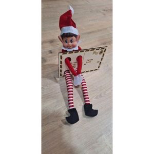 Figurine Lutin De Noël Elfe – 40 Cm – Rouge – Plastique Et Vinyle – Neuf