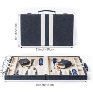 Jeu De Backgammon En Cuir 61 Cm – Plateau MDF, Jetons 36 Mm, 4 Dés – Classe Et Durabilité – 2,2 Kg