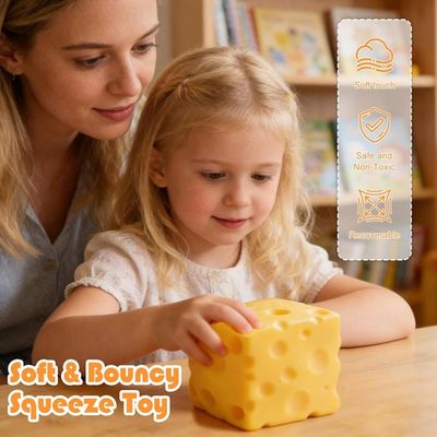 Souris Fromage à Presser, Jouet Anti-Stress Moelleux, Souris Fromage Moelleux Anti-Stress, Jouets Sensoriels de Concentration pour Soulager l'Anxiété chez les Adultes Gris