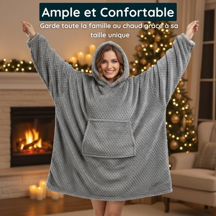 PZL CONCEPT Plaid Pull Sweat à Capuche XXL - Taille Unique 118x85 Cm Sherpa Intérieur