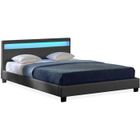 Lit capitonné à LED Paris 140 x 200 cm Gris Foncé Corium