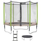 Kangui - Trampoline de jardin 305 cm + filet de sécurité + échelle + bâche de protection JUMPI Taupe/Vert 300.