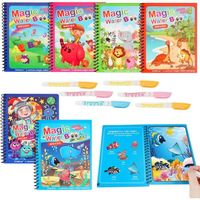 6 Pièces Livre de Dessin Magique de L'eau,Magic Water Book Réutilisable,Livre de Coloriage a L’eau,Livre Magique à L'eau