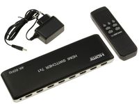 SWITCH HDMI 2.0b 4K 60Hz alimenté, 7 ports en entrée vers 1 sortie - Boitier métal, avec télécommande et alimentation