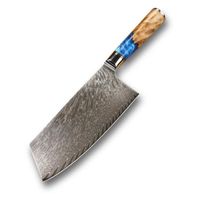 Cleaver de 7.5 pouces - Couteaux De Cuisine En Acier Damas 67 Couches, Santoku Cleaver Chef Utilitaire Pour T