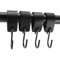 Brute Strength - Crochets en S multifonctionnels en cuir - Noir - 2 pièces - pour manteau, cuisine, salle de bain