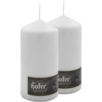Hofer Bougies Cires Cylindriques pour Lanternes - Lot de 2 Bougies - 10 x 20 cm - Couleur Blanche - Longue Durée : 110 heures