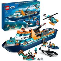 LEGO® City 60368 Le Navire d’Exploration Arctique, Jouet de Grand Bateau Flottant, Cadeau Enfants
