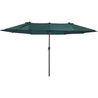 Parasol de jardin XXL - OUTSUNNY - Ouverture Fermeture manivelle - Acier Polyester Haute densité - Vert