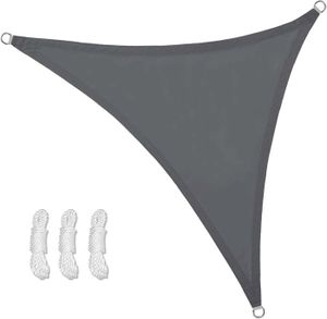 VOILE D'OMBRAGE Voile d'ombrage triangulaire, 5 x 5 x 5 m, polyester PES imperméable, avec cordes de fixation, pour protection solaire sur.[Q287]