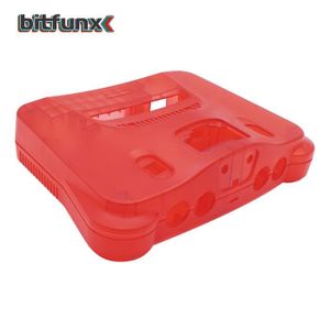 HOUSSE DE TRANSPORT Rouge cerise - Bitfunx-Coque de remplacement en plastique translucide pour Nintendo 64, Boîtes transparentes