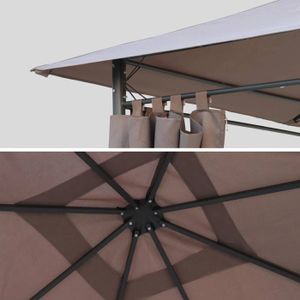 TONNELLE - BARNUM Toile de toit taupe pour tonnelle 3x3m Elusa - toile de rechange pergola. toile de remplacement