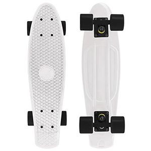 SKATEBOARD - LONGBOARD Cal 7 Mini Cruiser Skateboard Complete 22 Inch Standard Style Plastic Board Style (White-black-black)
