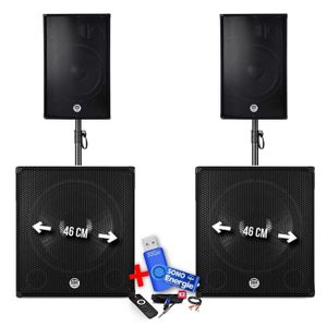 Caisson De Basse Passif BM Bmsonic SUB15-P - 800W Max, Woofer 15 Pouces | Subwoofer Sono Avec Connecteurs Speakon/Jack Et Lumière LED
