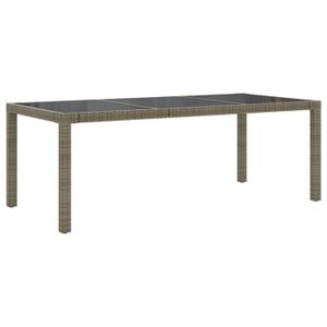 TABLE DE JARDIN  Table de jardin Gris 190x90x75 cm Verre trempé/résine tressée-S17066