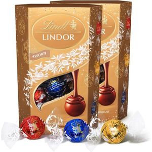LINDT Lindor édition Noël assortiment de bouchées au chocolat au lait et  noir 337g pas cher 