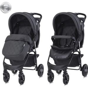 POUSSETTE  LORELLI Olivia - Poussette canne citadine compacte - Avec couvre jambes - Jusqu'à 15Kg - Noir