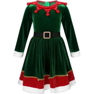 Hat Set Enfant Fille Noël Costume Père Noël Spectacle De Danse Robe Débardeur Justaucorps