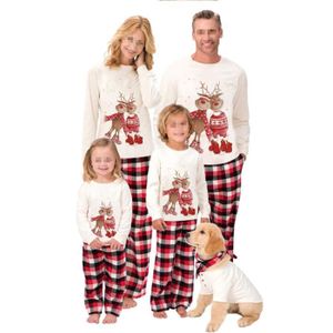 Pyjamas Noël Famille Vêtement De Nuit Ensemble Manche Longue Col Rond Adulte Enfant Bébé Sleepwear