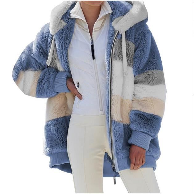 Veste polaire à capuche femme grande taille hiver couleur veste zippée  assortie à manches longues veste ample décontractée chaude Bleu - Cdiscount  Prêt-à-Porter