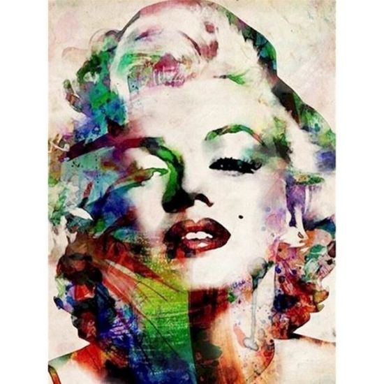Kit Peinture Diamant 5D Marilyn Monroe 50x60 Cm - Art Diamant DIY Adultes/Enfants - Toile + Diamants + Outils - Sans Cadre