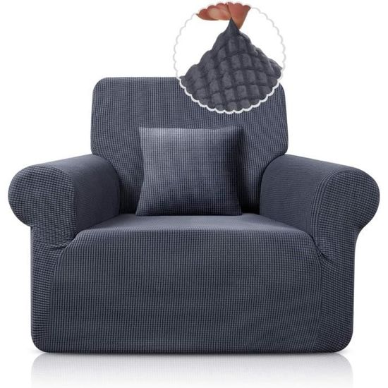 CYCMACO Housse Fauteuil Velour 1 Place, Housse Canape Extensible Avec Accoudoirs, Universelle Sofa Cover Antidérapante, Protection Couvre Canapé Anti Poils Animaux, Lavable, Kaki