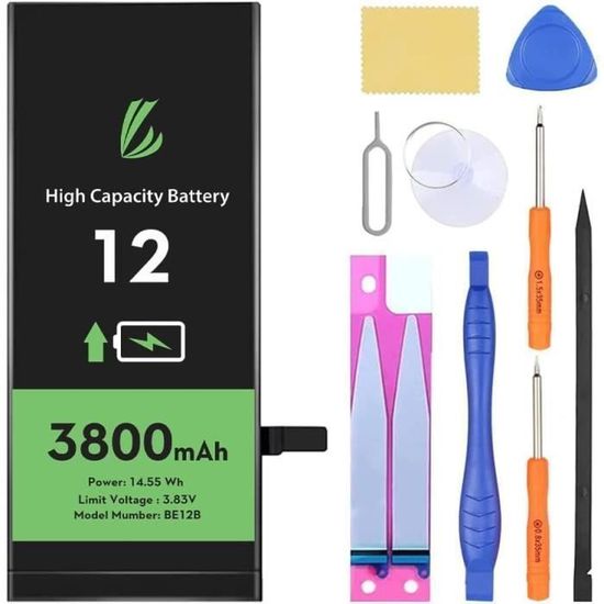 Batterie Haute Capacité 9800mAh Pour IPhone 12/12 Pro - Remplacement Avec Kit De Réparation - Compatible Modèles A2172, A2402, Etc.